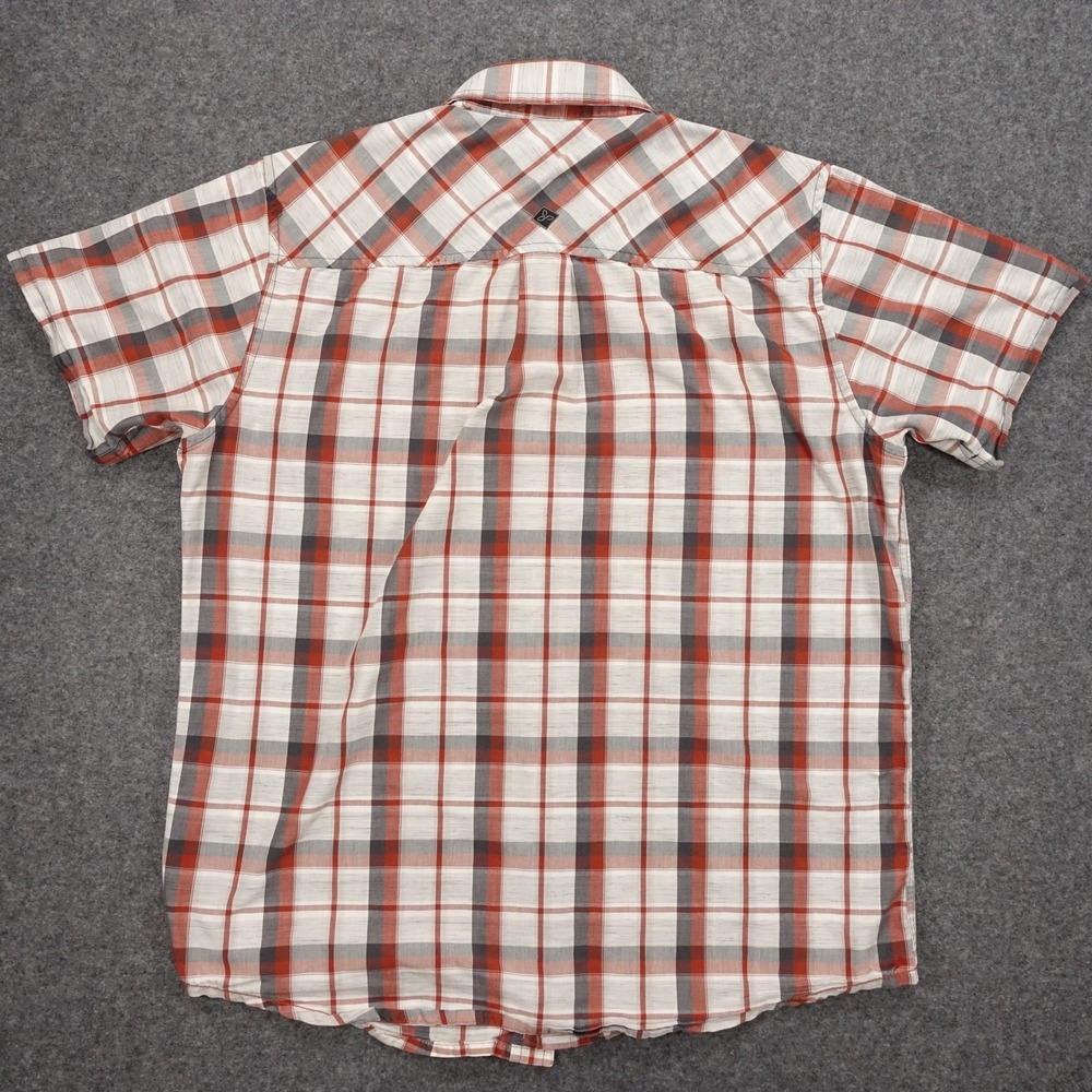 Prana Short Sleeve Shirt Men's Medium Plaid Button Up Pocket Red - Picture 7 of 10